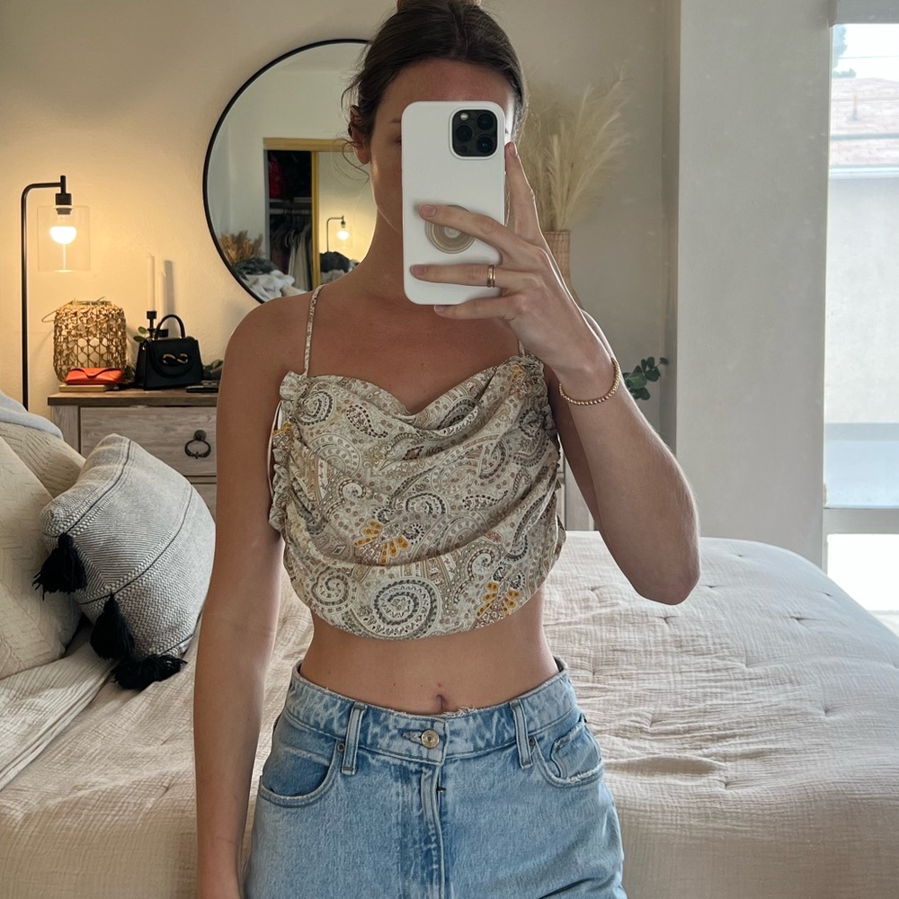 Paisley Open Back Crop Top